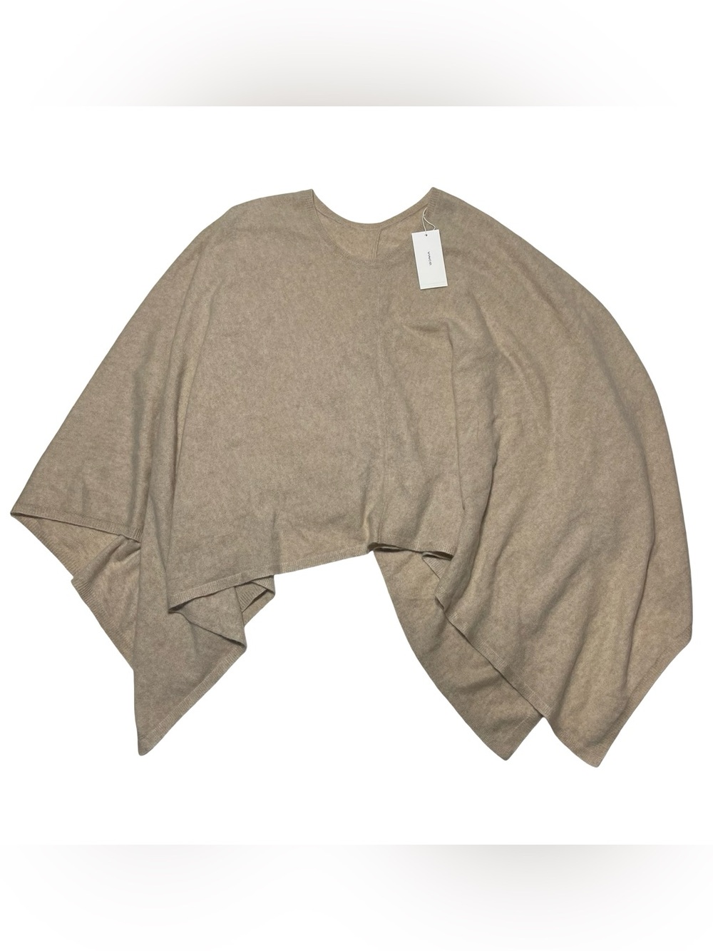 Vince Reverse-Jersey Cashmere Boat-Neck Poncho OS Optic White NWT MSRP $395